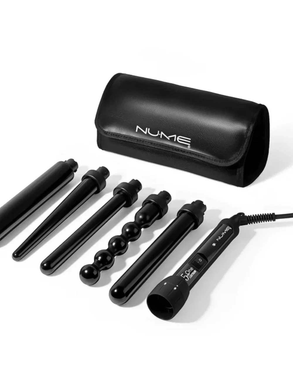 NWT NuMe Lustrum 5-in-1 Interchangeable Curling Wand Set - Black